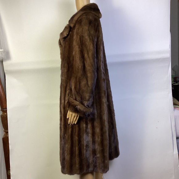 Luxurious Dasco Dark Mahogany Brown mink Full Length Fur Coat Sz 12 - Picture 3 of 14